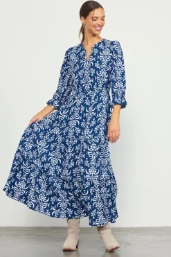 SKIES ARE BLUE Skye Split Neck Ruffle Maxi Dress* Maxi Dresses