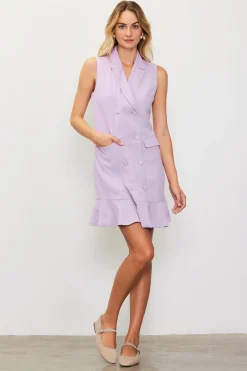 SKIES ARE BLUE Sleeveless Double Breasted Coat Dress* Mini Dresses