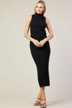 SKIES ARE BLUE Sleeveless Mock Neck Cable Knit Sweater* Sleeveless Tops|Sweaters