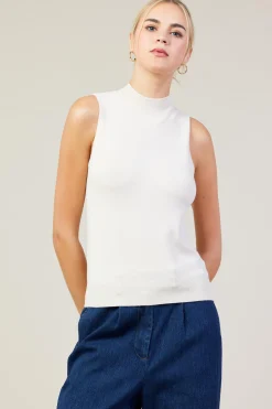SKIES ARE BLUE Sleeveless Mock Neck Knit Top* Sleeveless Tops