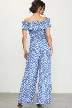 SKIES ARE BLUE Smocked Off Shoulder Ruffle Top* Short Sleeve Tops