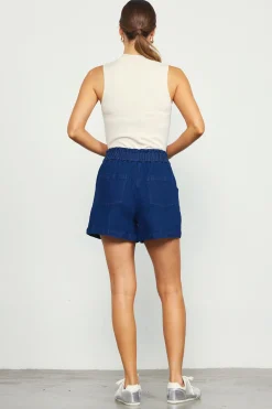 SKIES ARE BLUE Stretch Denim Paper Bag Shorts* Shorts