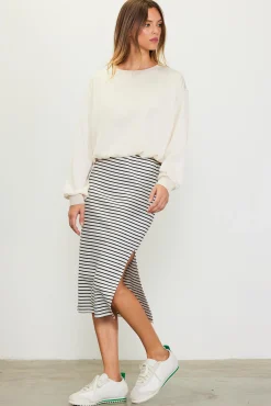 SKIES ARE BLUE Striped Midi Skirt* Skirts
