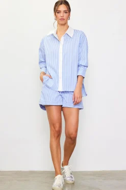 SKIES ARE BLUE Striped Shirt with Contrast Detail* Long Sleeve Tops