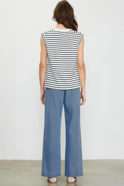 SKIES ARE BLUE Striped Sleeveless Rib Top* Sleeveless Tops