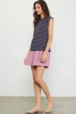 SKIES ARE BLUE Striped Sleeveless Rib Top* Sleeveless Tops