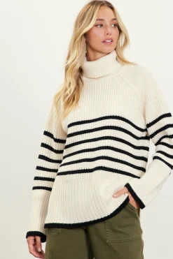 SKIES ARE BLUE Striped Turtleneck Sweater* Sweaters