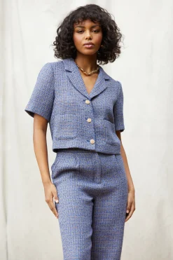 SKIES ARE BLUE Tailored Tweed Cropped Blazer* Blazers