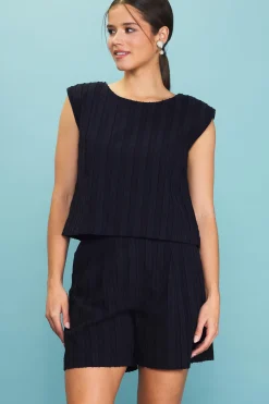 SKIES ARE BLUE Textured Striped Top* Sleeveless Tops