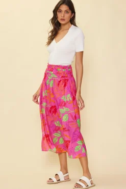 SKIES ARE BLUE Tropical Print Skirt* Skirts