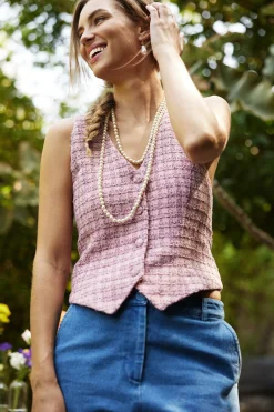 SKIES ARE BLUE Tweed Tailored Vest* Sleeveless Tops