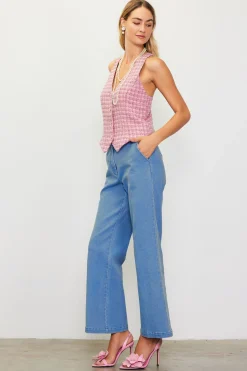 SKIES ARE BLUE Tweed Tailored Vest* Sleeveless Tops