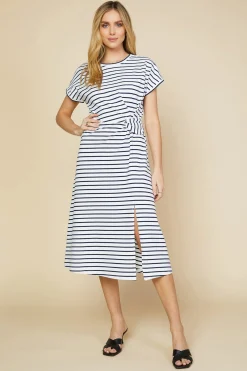 SKIES ARE BLUE Twist Detail Knit Dress* Midi Dresses