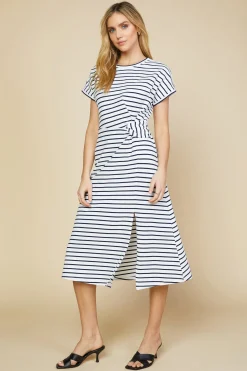 SKIES ARE BLUE Twist Detail Knit Dress* Midi Dresses