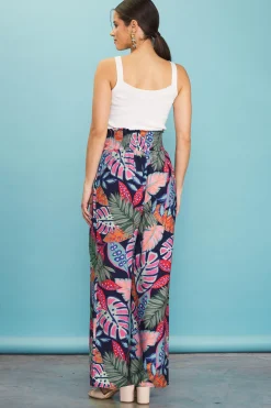 SKIES ARE BLUE Ula Print Smocked Waist Pants* Pants