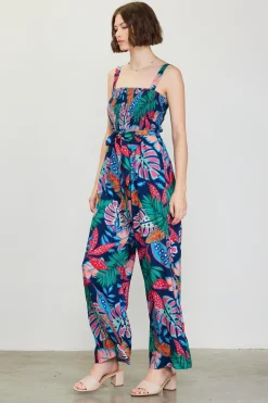 SKIES ARE BLUE Ula Print Smocked Jumpsuit* Jumpsuits