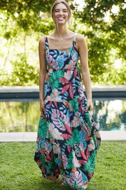 SKIES ARE BLUE Ula Print Tiered Maxi Dress* Maxi Dresses