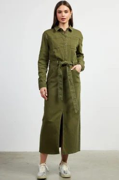 SKIES ARE BLUE Utilitarian Detail Midi Dress* Midi Dresses