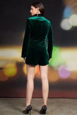 SKIES ARE BLUE Velvet Double Breasted Romper* Jumpsuits