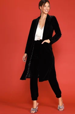 SKIES ARE BLUE Velvet Duster Coat* Outerwear