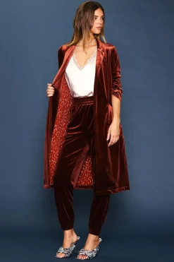 SKIES ARE BLUE Velvet Duster Coat* Outerwear