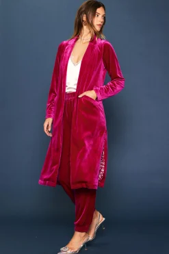 SKIES ARE BLUE Velvet Duster Coat* Outerwear