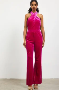 SKIES ARE BLUE Velvet Halter Neck Jumpsuit* Jumpsuits