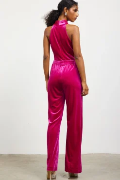 SKIES ARE BLUE Velvet Halter Neck Jumpsuit* Jumpsuits