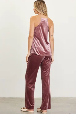 SKIES ARE BLUE Velvet Lace Detail Cami* Sleeveless Tops