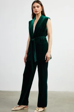 SKIES ARE BLUE Velvet Vest with Self Tie* Sleeveless Tops