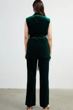 SKIES ARE BLUE Velvet Vest with Self Tie* Sleeveless Tops