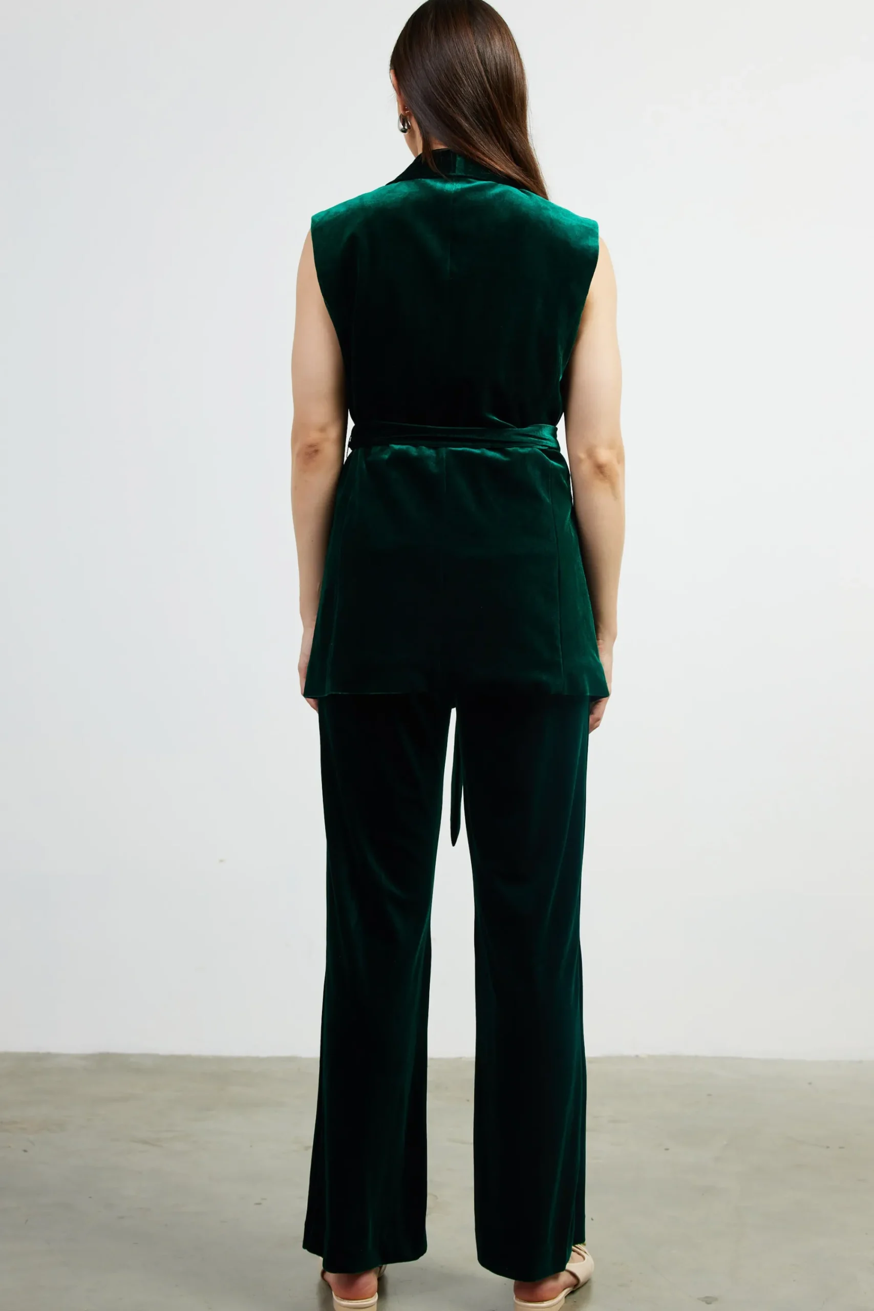 SKIES ARE BLUE Velvet Vest with Self Tie* Sleeveless Tops