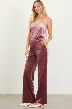 SKIES ARE BLUE Velvet Wide Leg Pants* Pants