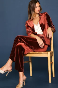 SKIES ARE BLUE Velvet Wide Leg Pants* Pants