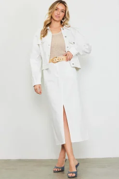 SKIES ARE BLUE Washed Cotton Twill Midi Skirt* Skirts