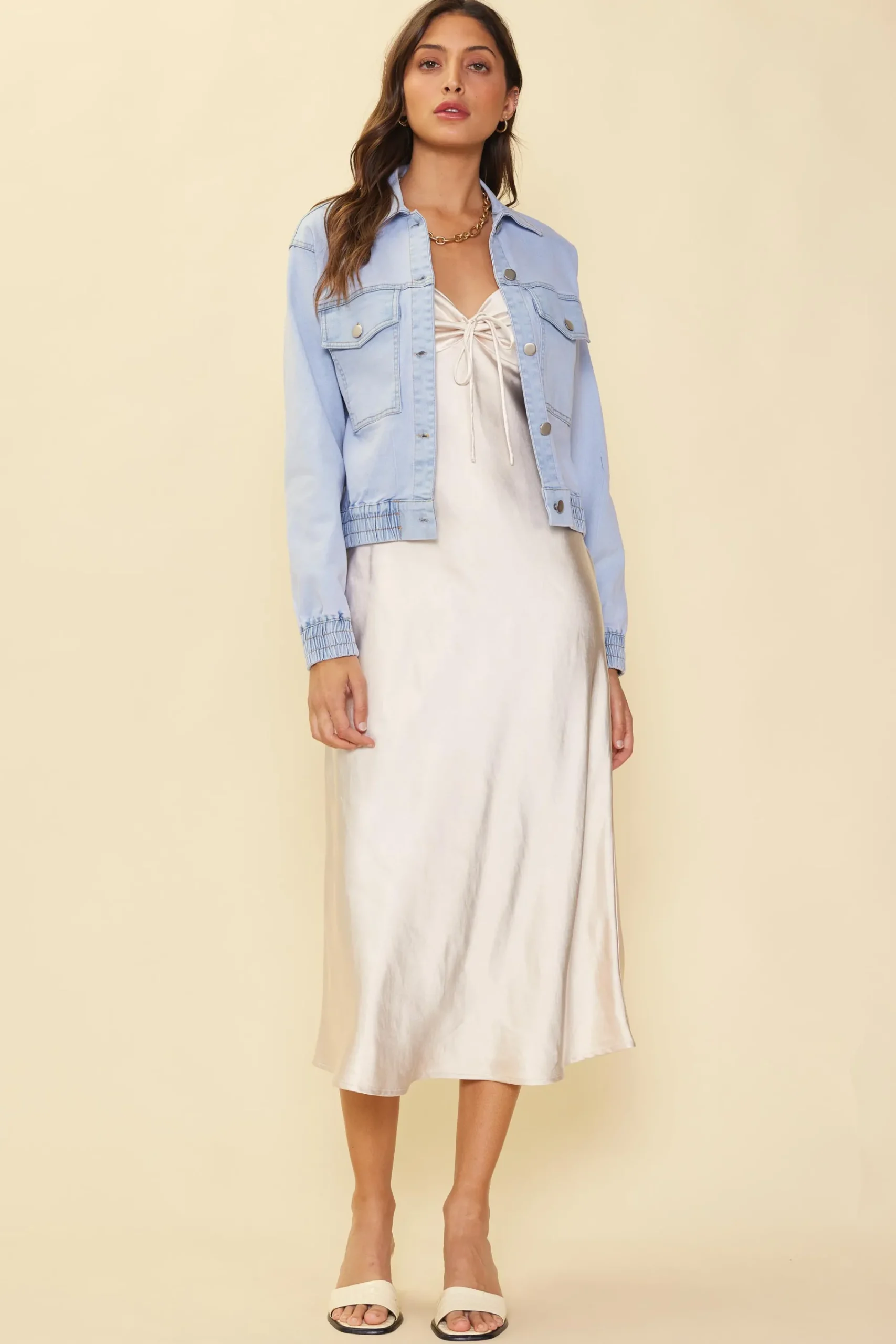 SKIES ARE BLUE Washed Denim Jacket* Outerwear