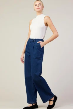 SKIES ARE BLUE Washed Denim Pants* Pants