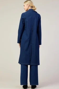 SKIES ARE BLUE Washed Denim Trench Coat* Outerwear