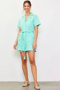 SKIES ARE BLUE Washed Twill Utility Romper* Jumpsuits