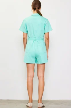 SKIES ARE BLUE Washed Twill Utility Romper* Jumpsuits
