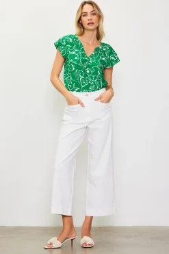 SKIES ARE BLUE Washed Twill Wide Leg Pants* Pants