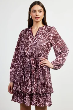 SKIES ARE BLUE Zebra Print Pleated Mini Dress* Mini Dresses